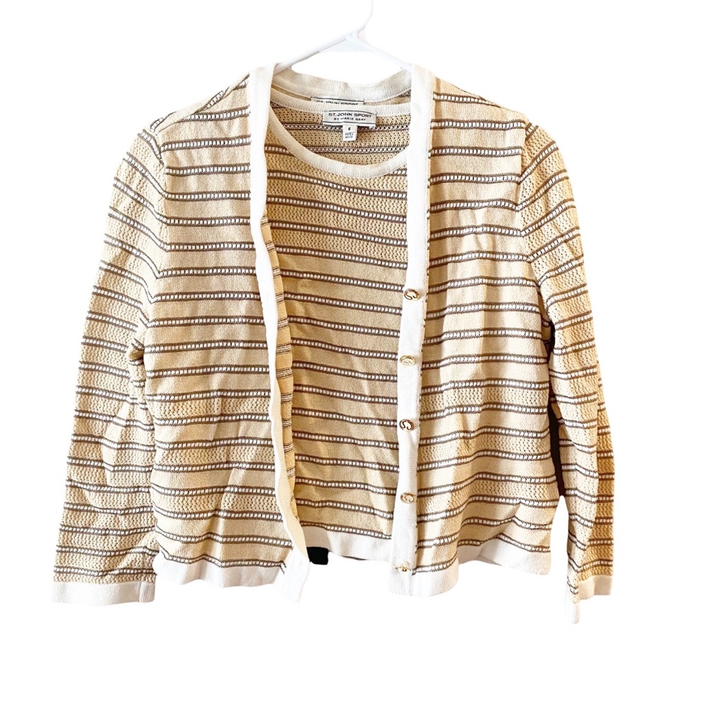 ST. JOHN Wool Blend Knit Tank Top and Cardigan Combo